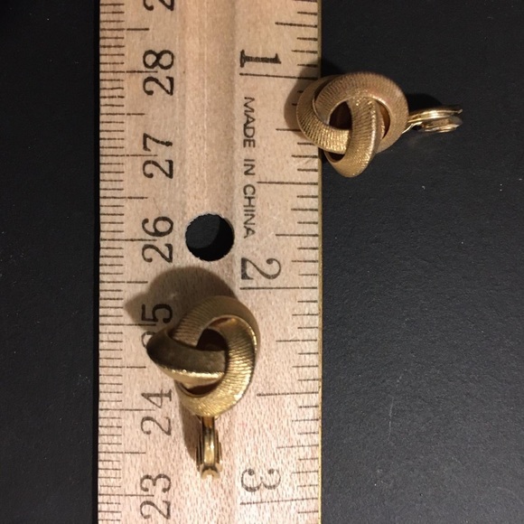 Monet Clip-On Vintage Style Matte Goldtone Knot Earrings - Picture 5 of 5